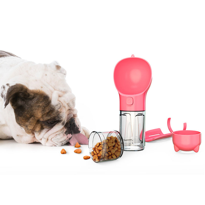 4-in-1 Hundetrinkflasche mit Futterbehälter & Zubehör