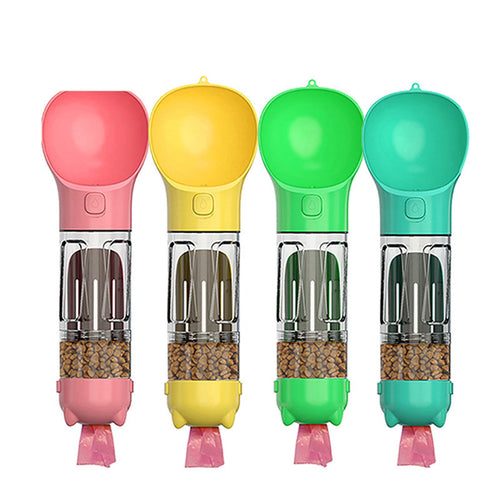 4-in-1 Hundetrinkflasche mit Futterbehälter & Zubehör